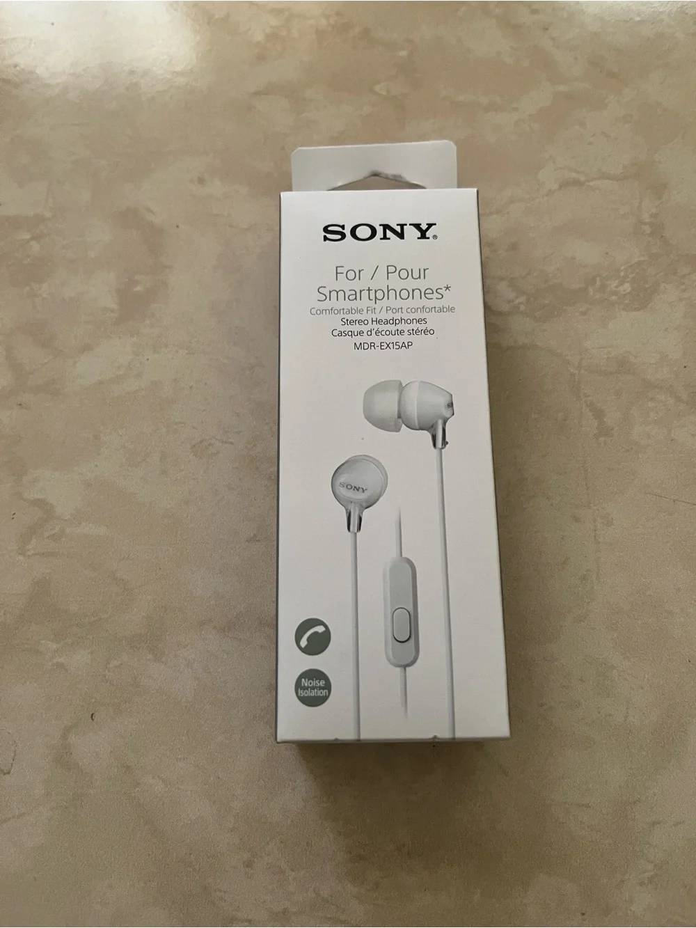 Sony White In-Ear Earbud Headphones with Inline Mic